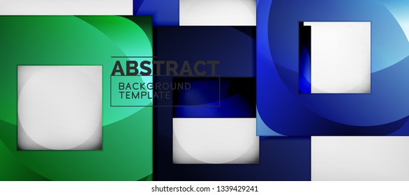 Square background, abstract squares on grey, business or techno template. Vector illustration