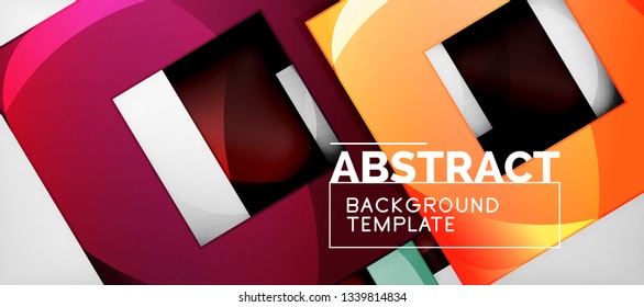 Square background, abstract squares on grey, business or techno template. Vector illustration