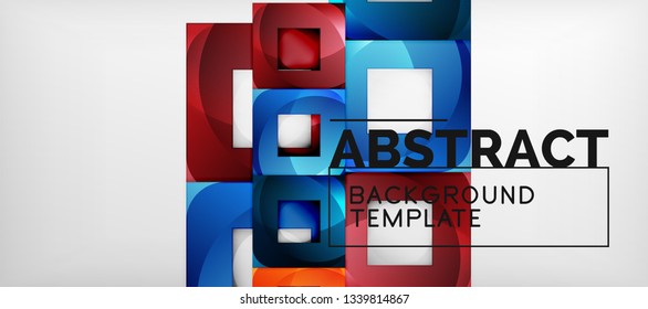 Square background, abstract squares on grey, business or techno template. Vector illustration