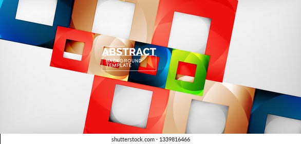Square background, abstract squares on grey, business or techno template. Vector illustration