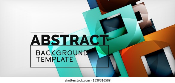 Square background, abstract squares on grey, business or techno template. Vector illustration