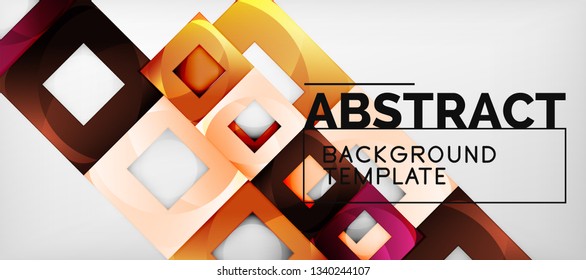 Square background, abstract squares on grey, business or techno template. Vector illustration
