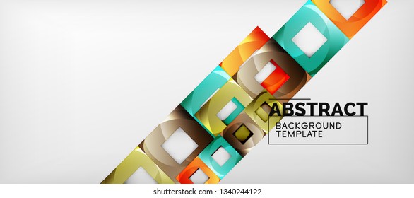 Viereckiger Hintergrund, abstrakte Quadrate auf Grau, Geschäfts- oder Techno-Vorlage. Vektorgrafik