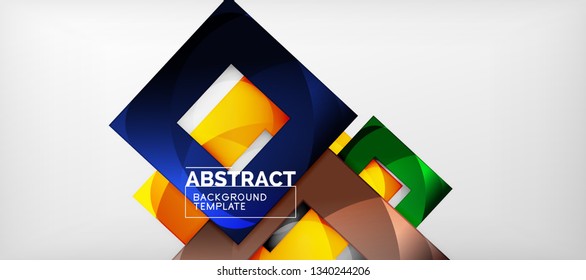 Square background, abstract squares on grey, business or techno template. Vector illustration