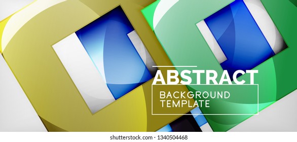 Square background, abstract squares on grey, business or techno template. Vector illustration