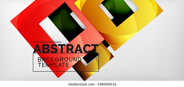Square background, abstract squares on grey, business or techno template. Vector illustration