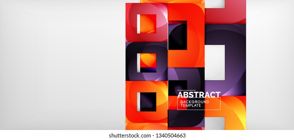 Square background, abstract squares on grey, business or techno template. Vector illustration