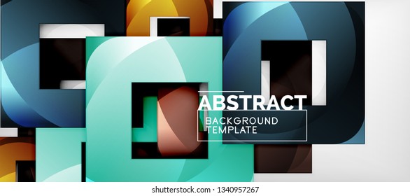 Square background, abstract squares on grey, business or techno template. Vector illustration