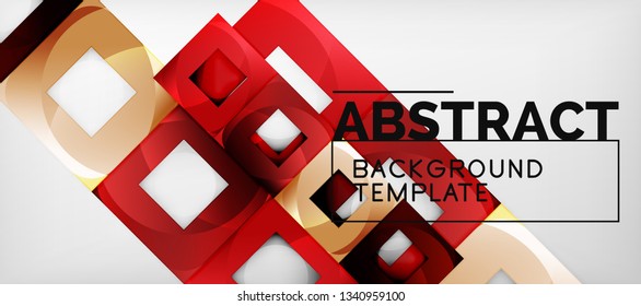 Square background, abstract squares on grey, business or techno template. Vector illustration