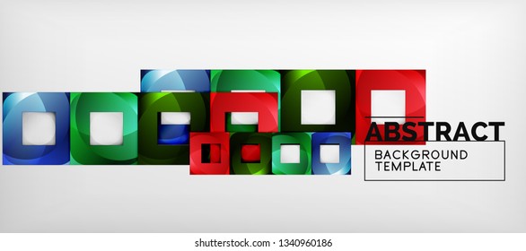 Square background, abstract squares on grey, business or techno template. Vector illustration