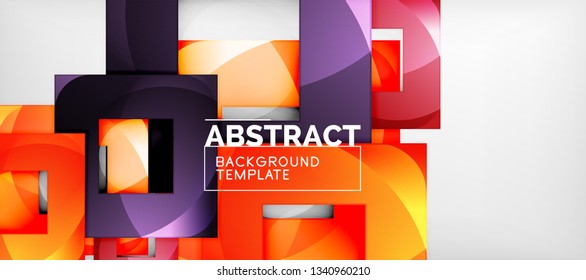 Square background, abstract squares on grey, business or techno template. Vector illustration