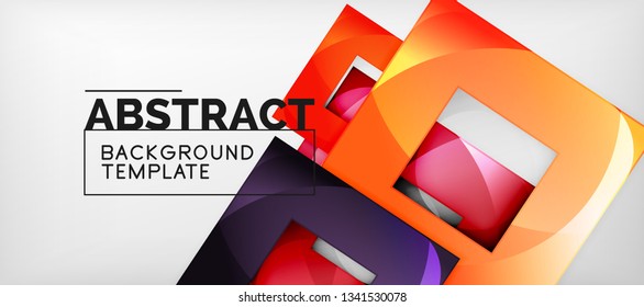Square background, abstract squares on grey, business or techno template. Vector illustration