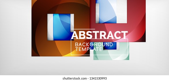Square background, abstract squares on grey, business or techno template. Vector illustration
