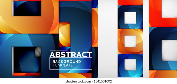 Square background, abstract squares on grey, business or techno template. Vector illustration