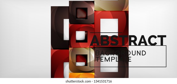 Square background, abstract squares on grey, business or techno template. Vector illustration