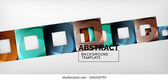 Square background, abstract squares on grey, business or techno template. Vector illustration