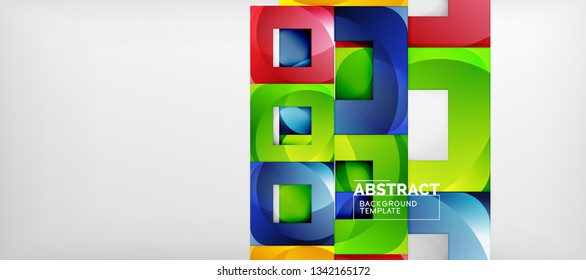 Square background, abstract squares on grey, business or techno template. Vector illustration