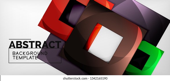 Square background, abstract squares on grey, business or techno template. Vector illustration