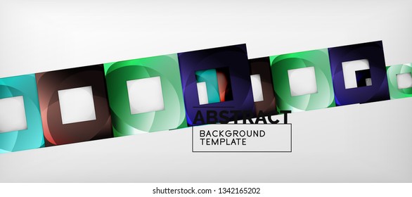 Square background, abstract squares on grey, business or techno template. Vector illustration