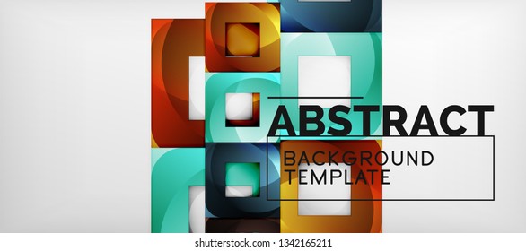 Square background, abstract squares on grey, business or techno template. Vector illustration
