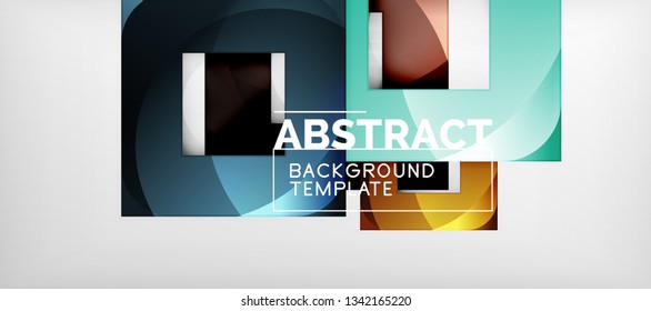 Square background, abstract squares on grey, business or techno template. Vector illustration