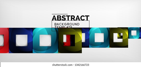 Square background, abstract squares on grey, business or techno template. Vector illustration