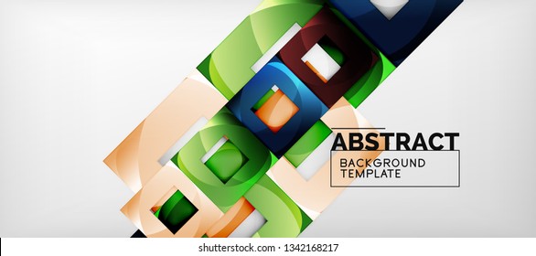 Square background, abstract squares on grey, business or techno template. Vector illustration