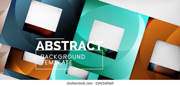 Square background, abstract squares on grey, business or techno template. Vector illustration