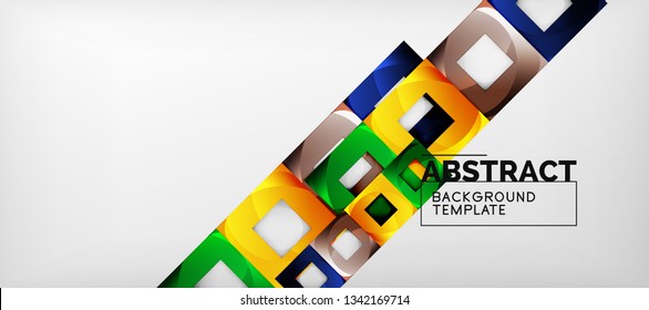 Square background, abstract squares on grey, business or techno template. Vector illustration