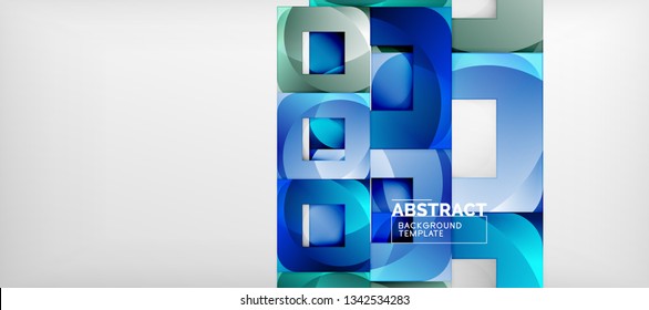 Square background, abstract squares on grey, business or techno template. Vector illustration