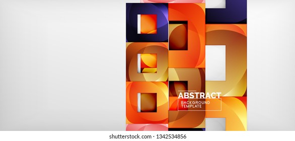 Square background, abstract squares on grey, business or techno template. Vector illustration