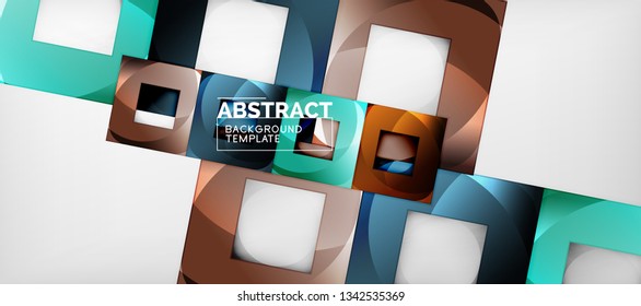 Square background, abstract squares on grey, business or techno template. Vector illustration