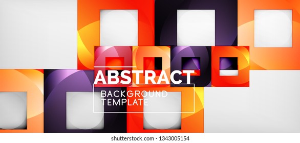 Square background, abstract squares on grey, business or techno template. Vector illustration