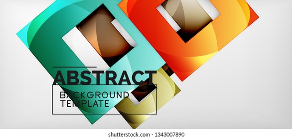 Square background, abstract squares on grey, business or techno template. Vector illustration