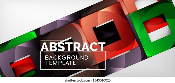 Square background, abstract squares on grey, business or techno template. Vector illustration