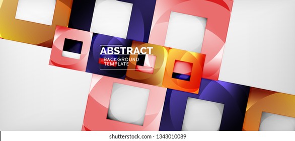 Square background, abstract squares on grey, business or techno template. Vector illustration