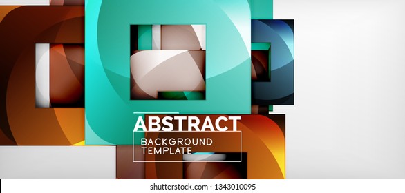 Square background, abstract squares on grey, business or techno template. Vector illustration