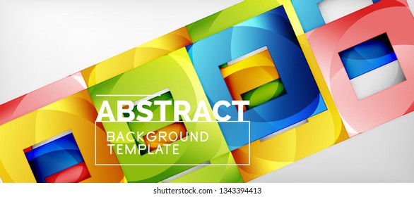 Square background, abstract squares on grey, business or techno template. Vector illustration