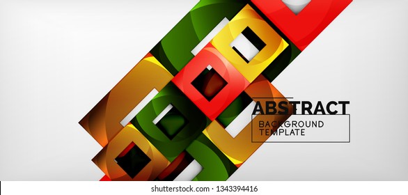 Square background, abstract squares on grey, business or techno template. Vector illustration