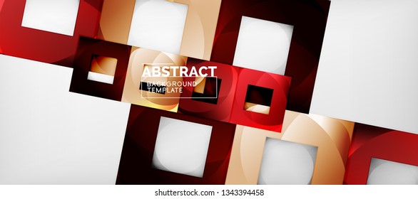 Square background, abstract squares on grey, business or techno template. Vector illustration