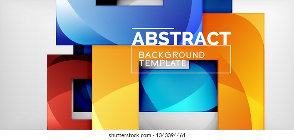 Square background, abstract squares on grey, business or techno template. Vector illustration
