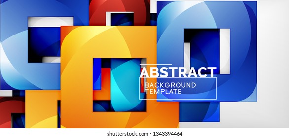 Square background, abstract squares on grey, business or techno template. Vector illustration