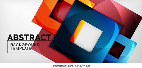 Square background, abstract squares on grey, business or techno template. Vector illustration