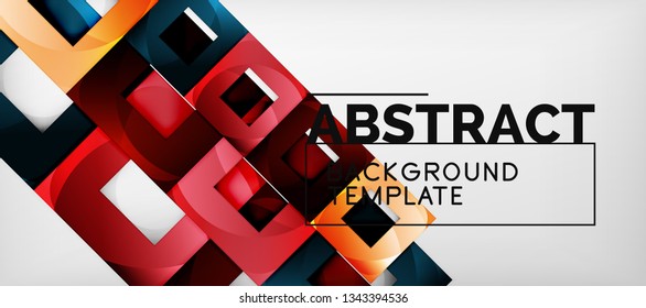 Square background, abstract squares on grey, business or techno template. Vector illustration