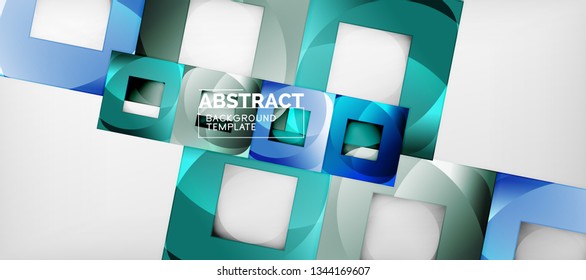 Square background, abstract squares on grey, business or techno template. Vector illustration