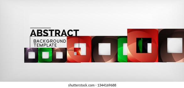 Square background, abstract squares on grey, business or techno template. Vector illustration