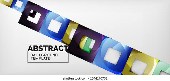 Square background, abstract squares on grey, business or techno template. Vector illustration