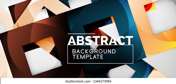 Square background, abstract squares on grey, business or techno template. Vector illustration