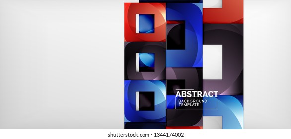 Square background, abstract squares on grey, business or techno template. Vector illustration