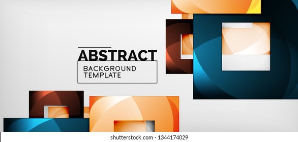 Viereckiger Hintergrund, abstrakte Quadrate auf Grau, Geschäfts- oder Techno-Vorlage. Vektorgrafik